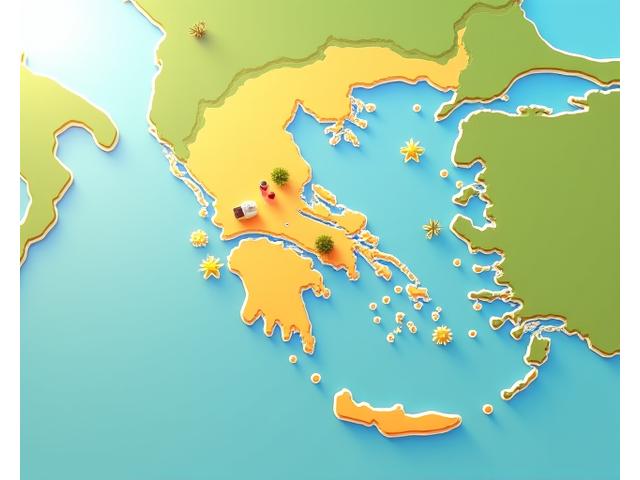 Χάρτης Ελλάδας με εικονίδια προϊόντων ευεξίας και τοπικές αναφορές